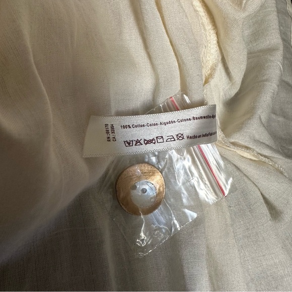 Free People AMANDA METALLIC LUREX STRIPE Strapless Cotton DRESS (M) in cream - Picture 6 of 12